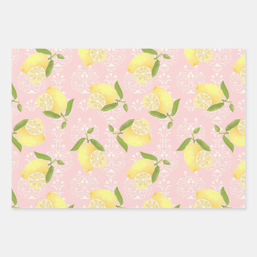 Lemon Motif Liebe Peach Geschenkpapier Set (Vorderseite 2)