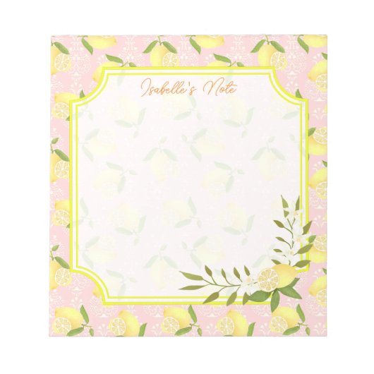 Lemon Motif Liebe Peach Notizblock (Vorderseite)