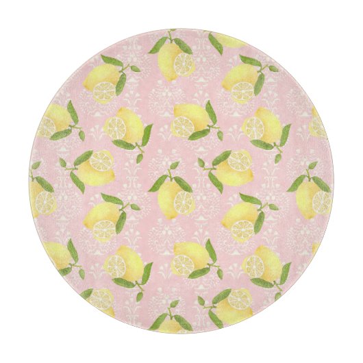 Lemon Motif Liebe Peach Schneidebrett (Vorderseite)