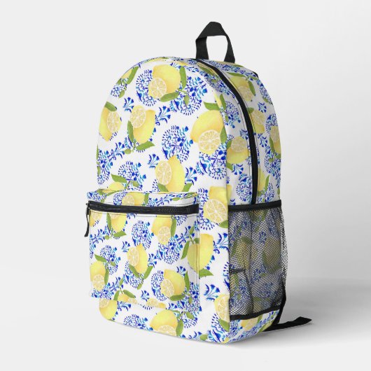 Lemon Motif Liebe White Bedruckter Rucksack (Rückseitige Ecke Rechts)