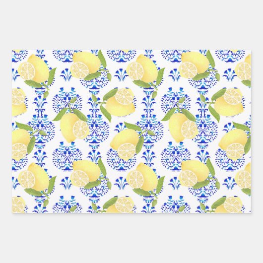 Lemon Motif Liebe White Geschenkpapier Set (Vorderseite 3)