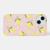 Lemon Motif Pink iPhone 15 Hülle (Rückseite (Horizontal))