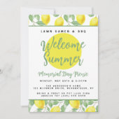 Lemon-Muster Gelbgrün Party GRILLEN Einladung (Vorderseite)