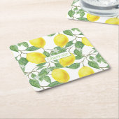 Lemon-Muster individuelle Name gelb Rechteckiger Pappuntersetzer (angewinkelt)
