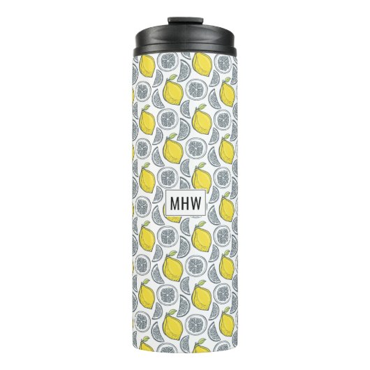 Lemon Muster kundenspezifisch monogramm tumbler Thermosbecher (Vorderseite)
