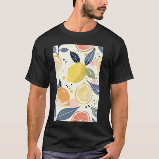Lemon Muster Minimalistisches Fruchtwasser T-Shirt (Vorderseite)