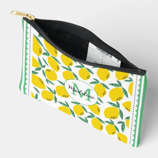 Lemon Muster mit Monogram Cut Sew Bag Zubehörtasche (Offen)