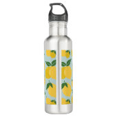 Lemon Muster Retro Frucht gelb auf grün Edelstahlflasche (Rückseite)
