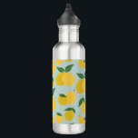 Lemon Muster Retro Frucht gelb auf grün Edelstahlflasche<br><div class="desc">Retro Fruit Print - Zitronenmuster - Gelb auf Grün.</div>