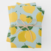 Lemon Muster Retro Frucht gelb auf grün Geschenkpapier Set (Beispiel)