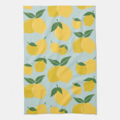 Lemon Muster Retro Frucht gelb auf grün Geschirrtuch (Vertikal)