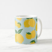 Lemon Muster Retro Frucht gelb auf grün Kaffeetasse (VorderseiteRechts)