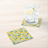 Lemon Muster Retro Frucht gelb auf grün Rechteckiger Pappuntersetzer (Vor Ort)
