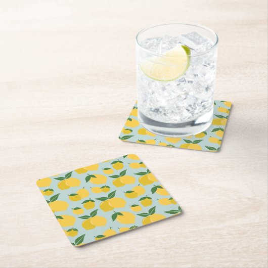 Lemon Muster Retro Frucht gelb auf grün Rechteckiger Pappuntersetzer (Vor Ort)