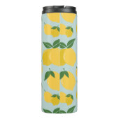 Lemon Muster Retro Frucht gelb auf grün Thermosbecher (Rückseite)