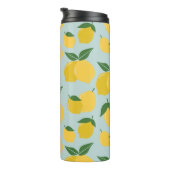 Lemon Muster Retro Frucht gelb auf grün Thermosbecher (Nach rechts gedreht)