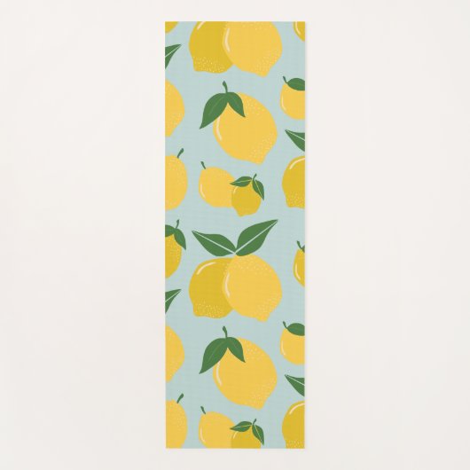 Lemon Muster Retro Frucht gelb auf grün Yogamatte (Vorderseite)