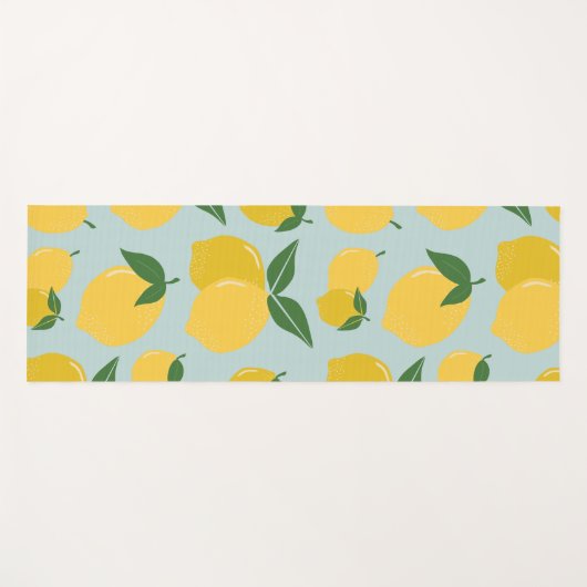 Lemon Muster Retro Frucht gelb auf grün Yogamatte (Vorderseite (Horizontal))