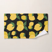 Lemon Muster Retro Frucht gelb auf schwarz Badhandtuch Set (Handtuch)