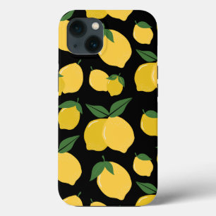 Lemon Muster Retro Frucht gelb auf schwarz Case-Mate iPhone Hülle