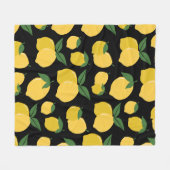 Lemon Muster Retro Frucht gelb auf schwarz Fleecedecke (Vorderseite (Horizontal))