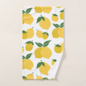 Lemon Muster Retro Frucht gelb auf weiß Badhandtuch Set (Handtuch)