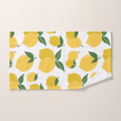 Lemon Muster Retro Frucht gelb auf weiß Badhandtuch Set (Handtuch)