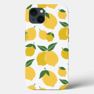 Lemon Muster Retro Frucht gelb auf weiß Case-Mate iPhone Hülle