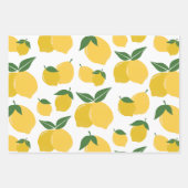 Lemon Muster Retro Frucht gelb auf weiß Geschenkpapier Set (Vorderseite 3)