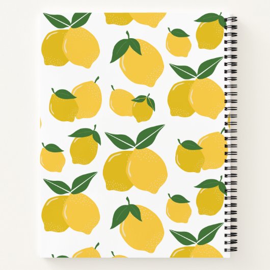 Lemon Muster Retro Frucht gelb auf weiß Notizblock (Rückseite)