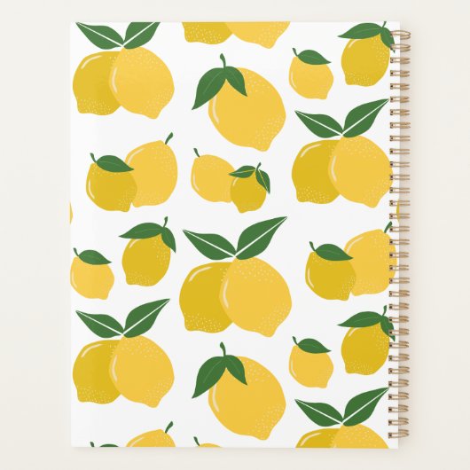 Lemon Muster Retro Frucht gelb auf weiß Planer (Rückseite)
