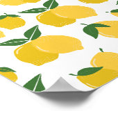 Lemon Muster Retro Frucht gelb auf weiß Poster (Ecke)