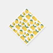 Lemon Muster Retro Frucht gelb auf weiß Serviette (Ecke)
