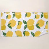 Lemon Muster Retro Frucht gelb auf weiß Strandtuch (Vorderseite)