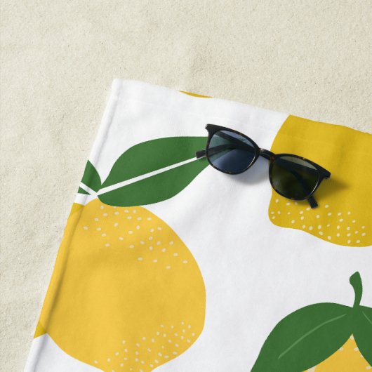 Lemon Muster Retro Frucht gelb auf weiß Strandtuch (Beispiel)
