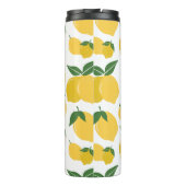 Lemon Muster Retro Frucht gelb auf weiß Thermosbecher (Rückseite)