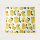 Lemon Muster Retro Frucht gelb auf weiß Wandteppich (Vorderseite (Horizontal))