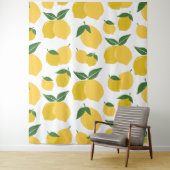 Lemon Muster Retro Frucht gelb auf weiß Wandteppich (Beispiel)
