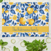 Lemon Muster tropische Früchte Custom Family Name Geschirrtuch (Gefaltet)