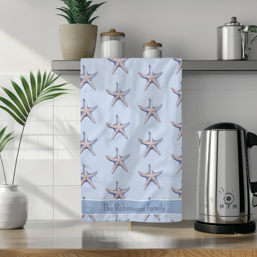 Lemon Muster tropische Früchte Custom Family Name Geschirrtuch