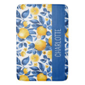 Lemon Muster Tropisches Fruchtgelbes Individuelle Badematte (Vorderseite Vertikal)