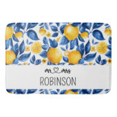 Lemon Muster Tropisches Obst Custom Couple Name Badematte (Vorderseite)