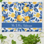 Lemon Muster Tropisches Obst Custom Couple Name Geschirrtuch (Gefaltet)