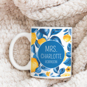 Lemon Muster Tropisches Obst Custom Couple Name Kaffeetasse