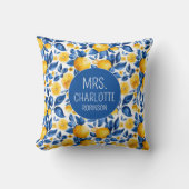 Lemon Muster Tropisches Obst Custom Couple Name Kissen (Vorderseite)