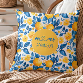 Lemon Muster Tropisches Obst Custom Couple Name Kissen