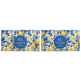 Lemon Muster Tropisches Obst Custom Couple Name Kissenbezug