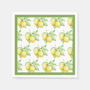 Lemon Muster Wasserfarbe Einfaches grünes Trimm Serviette
