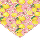 Lemon Muster Weiße Blüten in rosa Lemonade Kurzer Tischläufer (Ecke)