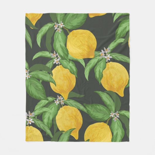 Lemon nahtlos Vintages Muster. Tropischer Obstbai Fleecedecke (Vorderseite)